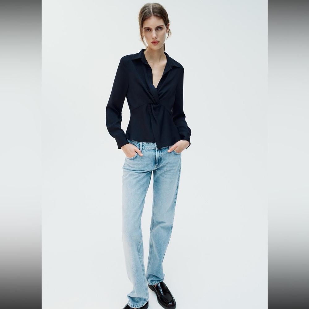 zara navy blouse brand new with tags